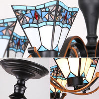 6 Lights Geometric Tiffany Style Stained Glass Chandelier - Rebooters