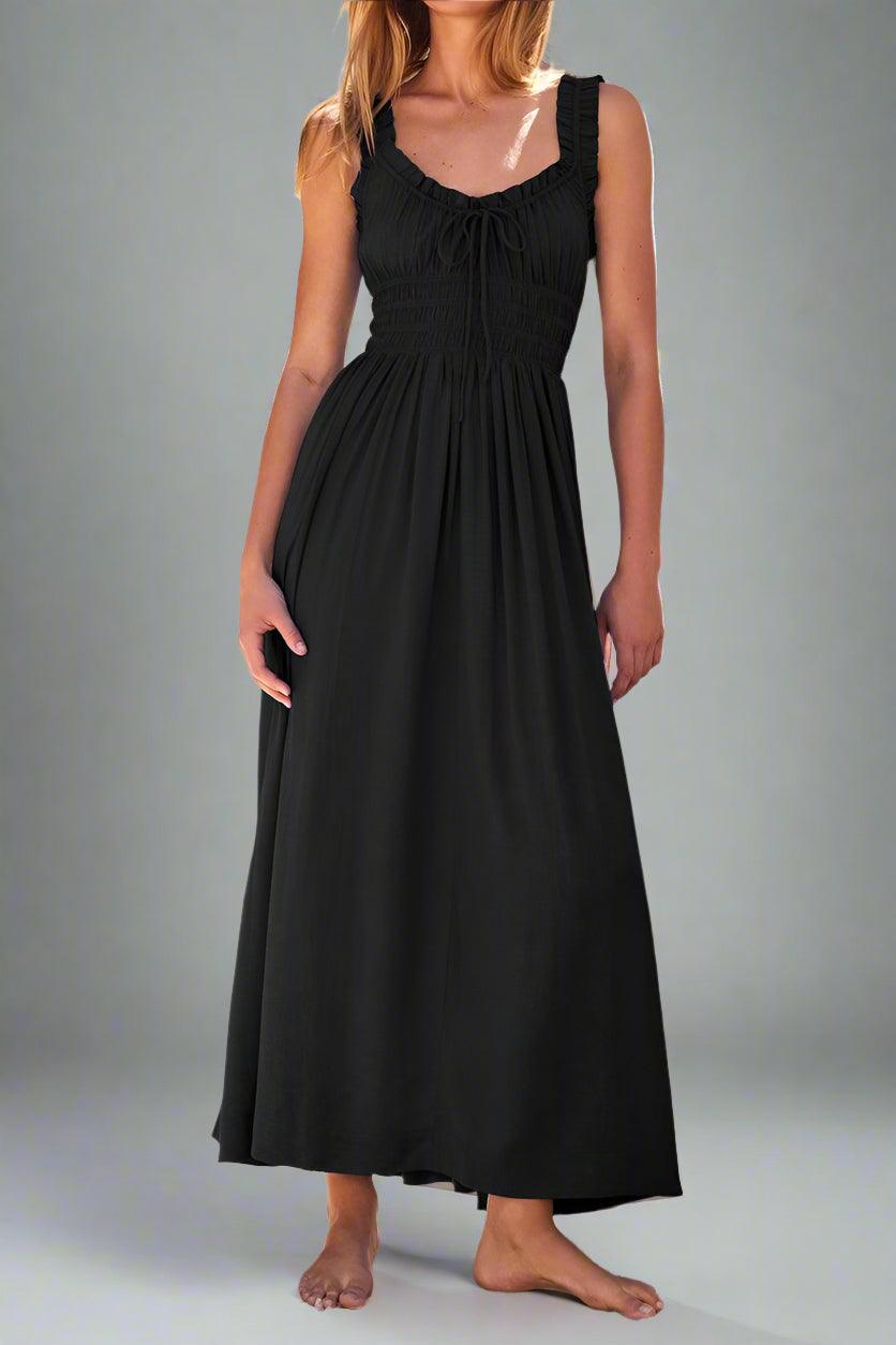 Matilda Sleeveless Maxi Dress with Flattering Ruched Detailing - Rebooters -Women's Dresses