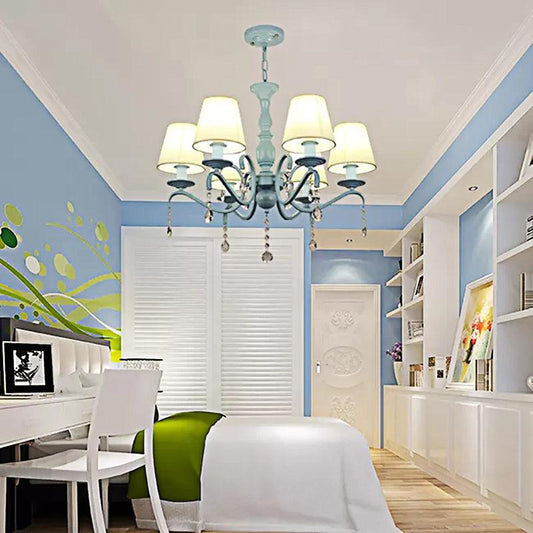 6-Light Tapered Shade Chandelier with Crystal Bead Kids Light - Rebooters