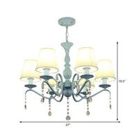 6-Light Tapered Shade Chandelier with Crystal Bead Kids Light - Rebooters