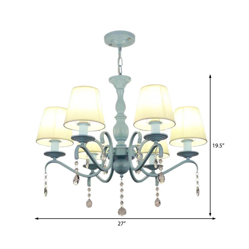 6-Light Tapered Shade Chandelier with Crystal Bead Kids Light - Rebooters