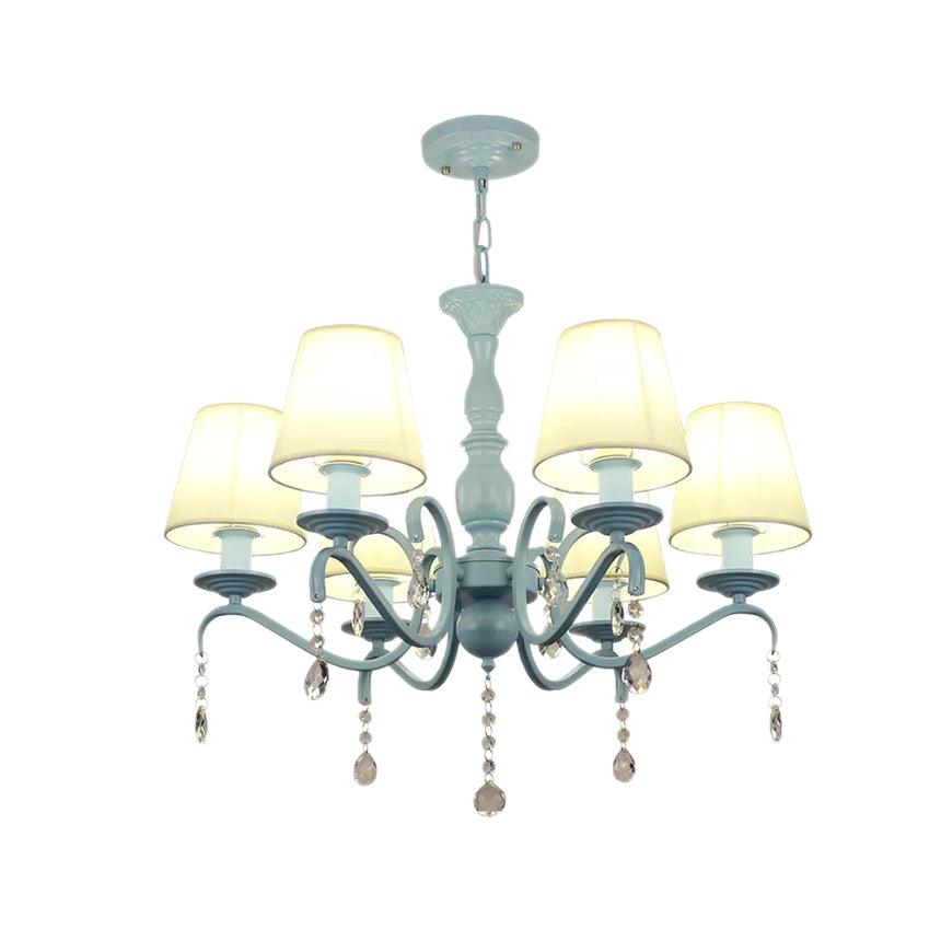 6-Light Tapered Shade Chandelier with Crystal Bead Kids Light - Rebooters
