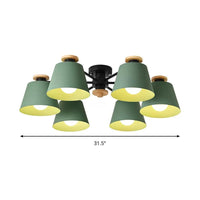 6 Heads Bucket Ceiling Light Macaron Loft Metal Semi Flushmount Light for Kindergarten - Rebooters