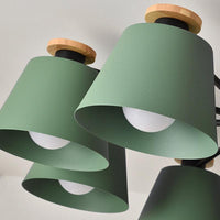 6 Heads Bucket Ceiling Light Macaron Loft Metal Semi Flushmount Light for Kindergarten - Rebooters