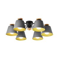 6 Heads Bucket Ceiling Light Macaron Loft Metal Semi Flushmount Light for Kindergarten - Rebooters