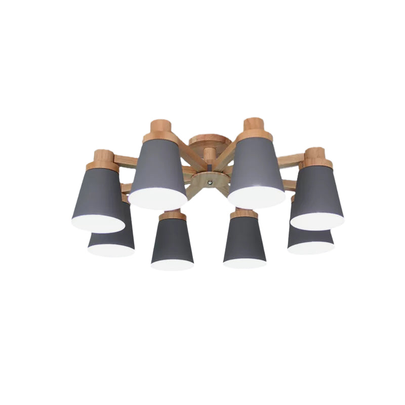 Office Hotel Bucket Ceiling Fixture Metal & Wood Gray Light - Rebooters