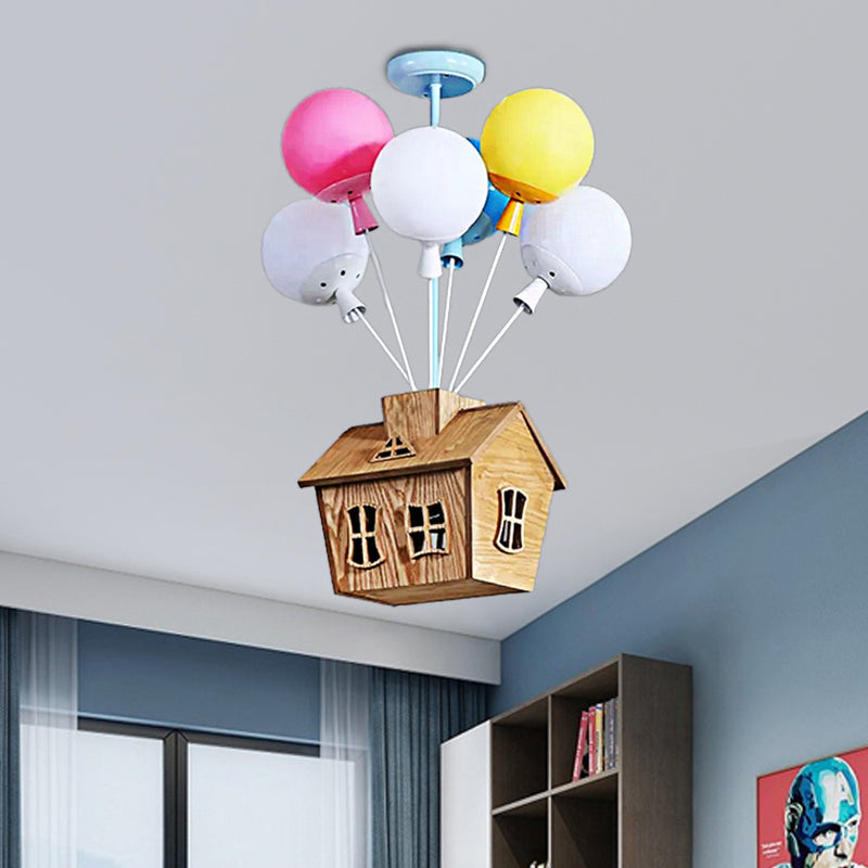 Cartoon Balloon Pendant Light Eight Lights Metal Multi-Color Chandelier for Kindergarten - Rebooters