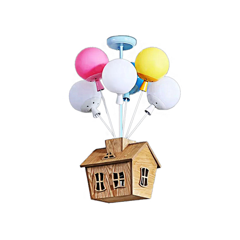 Cartoon Balloon Pendant Light Eight Lights Metal Multi-Color Chandelier for Kindergarten - Rebooters