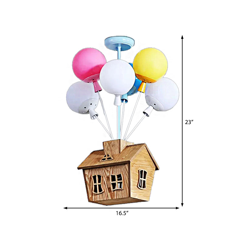 Cartoon Balloon Pendant Light Eight Lights Metal Multi-Color Chandelier for Kindergarten - Rebooters