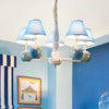 Blue Dot Shade Chandelier with Fish 5 Bulbs for Study Room - Rebooters