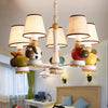 Resin Sheep Hanging Light with Fabric Shade Living Room 5 Lights Cartoon Chandelier in Beige - Rebooters