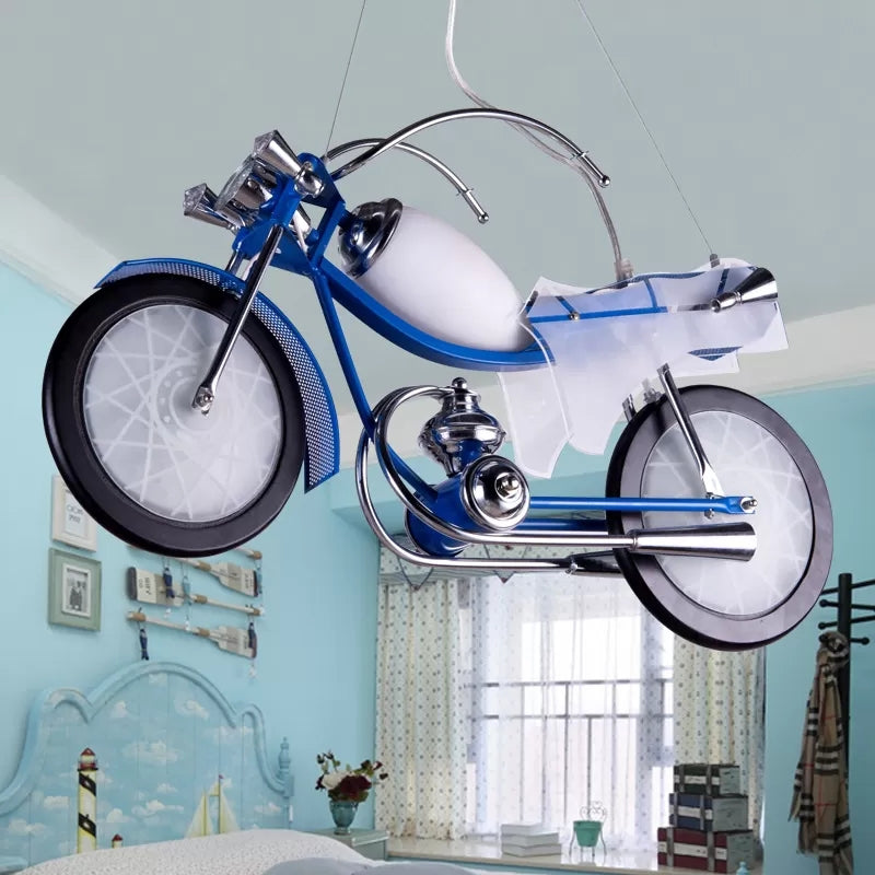 Modern Cool Motor Chandelier 3 Lights Blue Pendant Light - Rebooters