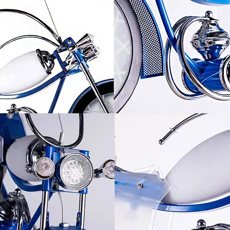 Modern Cool Motor Chandelier 3 Lights Blue Pendant Light - Rebooters