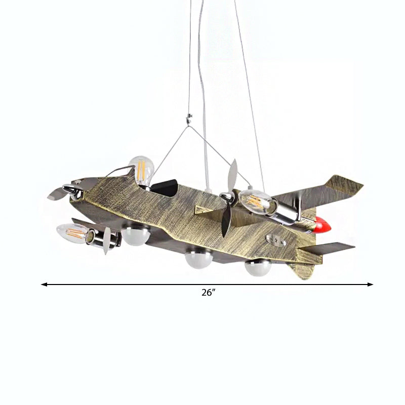 Boys Bedroom Fighter Airplane Chandelier Metal 8 Lights - Rebooters