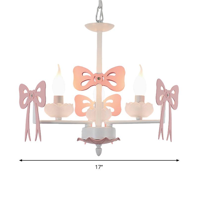 Candle Shape Pendant Light with Bow Kids Metal Chandelier - Rebooters