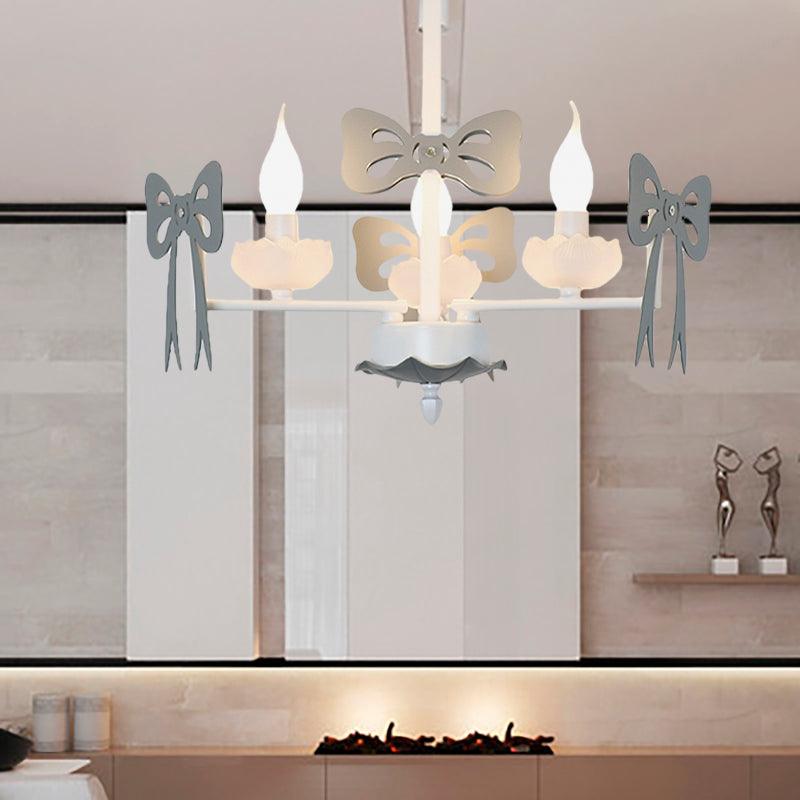 Candle Shape Pendant Light with Bow Kids Metal Chandelier - Rebooters