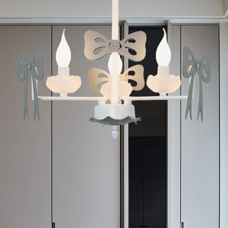 Candle Shape Pendant Light with Bow Kids Metal Chandelier - Rebooters