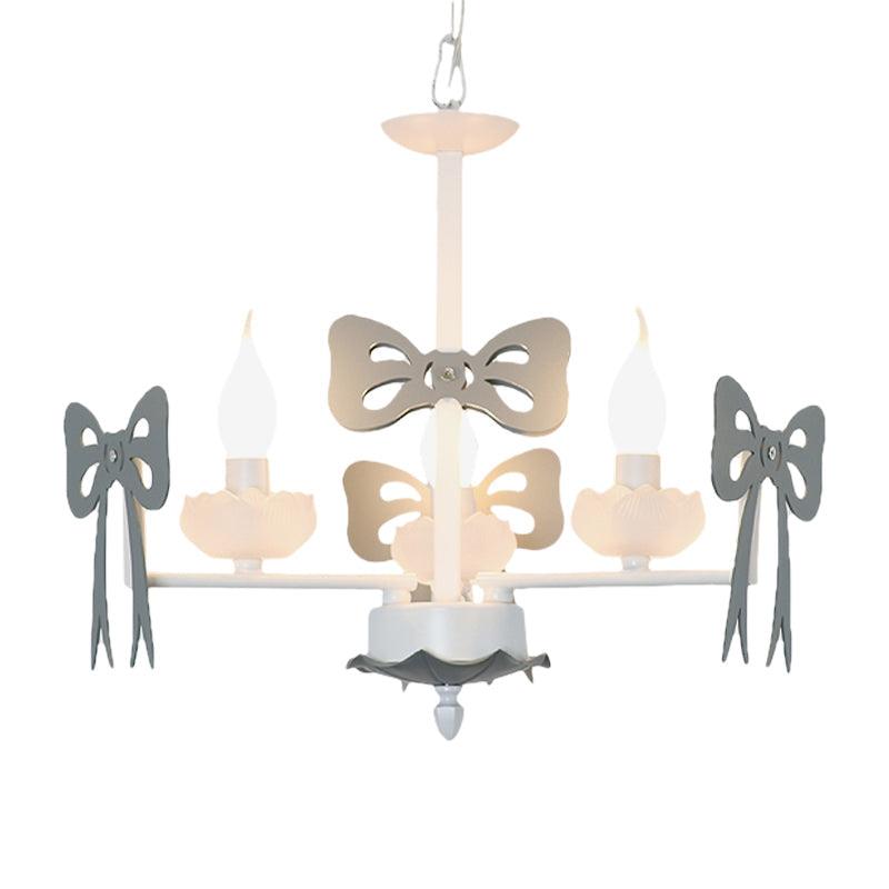Candle Shape Pendant Light with Bow Kids Metal Chandelier - Rebooters