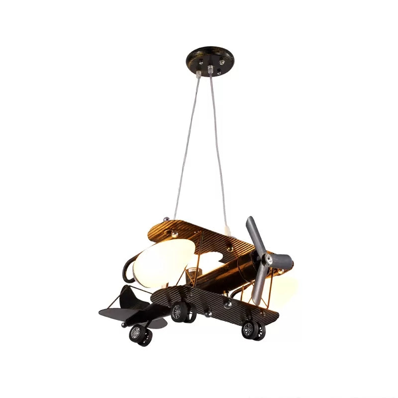 Vintage Propeller Airplane Hanging Light Metal 3 Heads Ceiling Pendant - Rebooters
