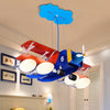 Metal Airplane Chandelier Four Lights Modern Ceiling Pendant Blue for Kindergarten - Rebooters