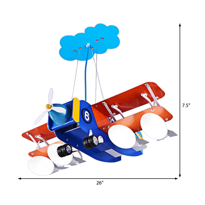 Metal Airplane Chandelier Four Lights Modern Ceiling Pendant Blue for Kindergarten - Rebooters