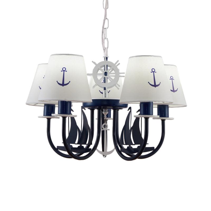 Metallic Arched Arm Pendant Ceiling Light Kids Blue Chandelier - Rebooters