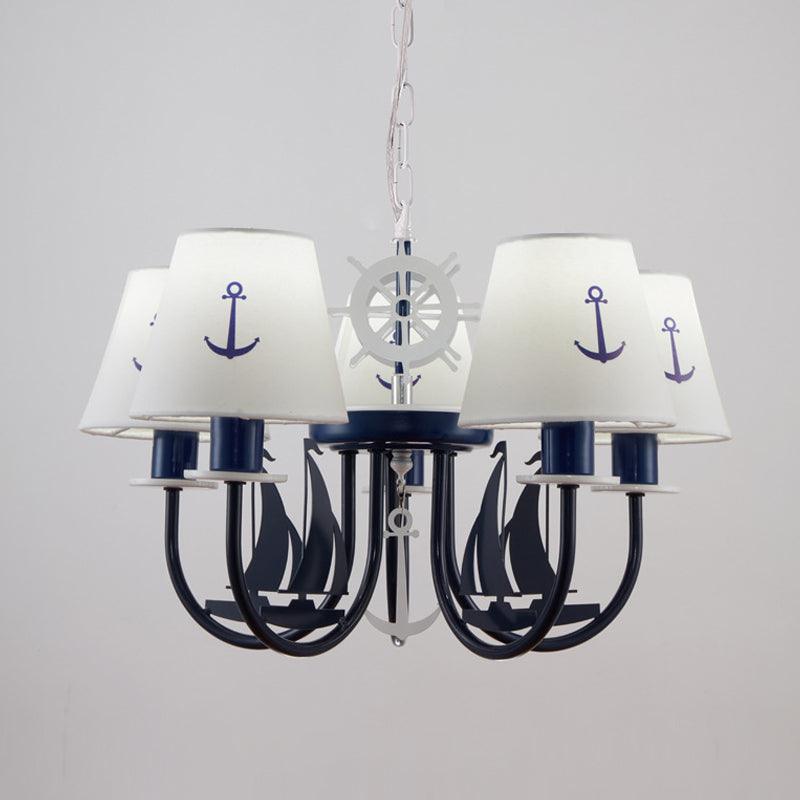 Metallic Arched Arm Pendant Ceiling Light Kids Blue Chandelier - Rebooters