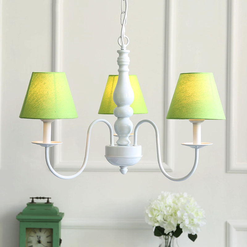 Nordic Tapered Shade Chandelier Metal 3 Lights Candy Colored Hanging Light - Rebooters