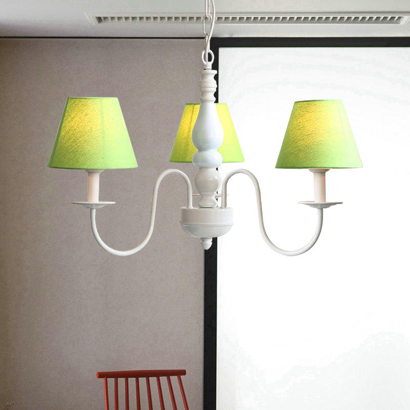 Nordic Tapered Shade Chandelier Metal 3 Lights Candy Colored Hanging Light - Rebooters