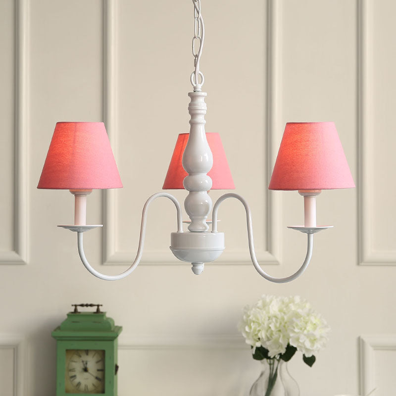 Nordic Tapered Shade Chandelier Metal 3 Lights Candy Colored Hanging Light - Rebooters
