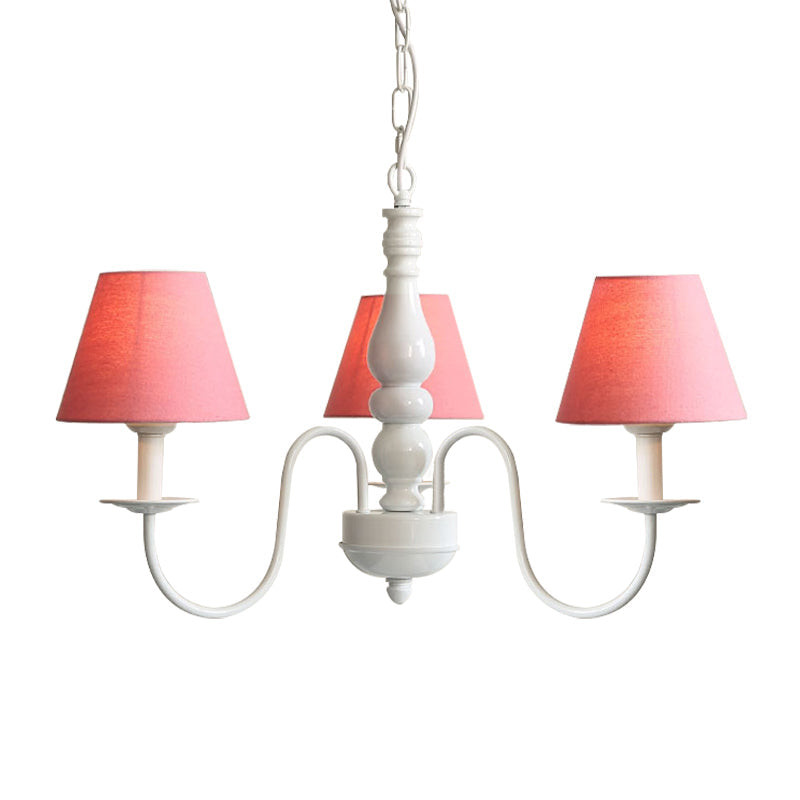 Nordic Tapered Shade Chandelier Metal 3 Lights Candy Colored Hanging Light - Rebooters