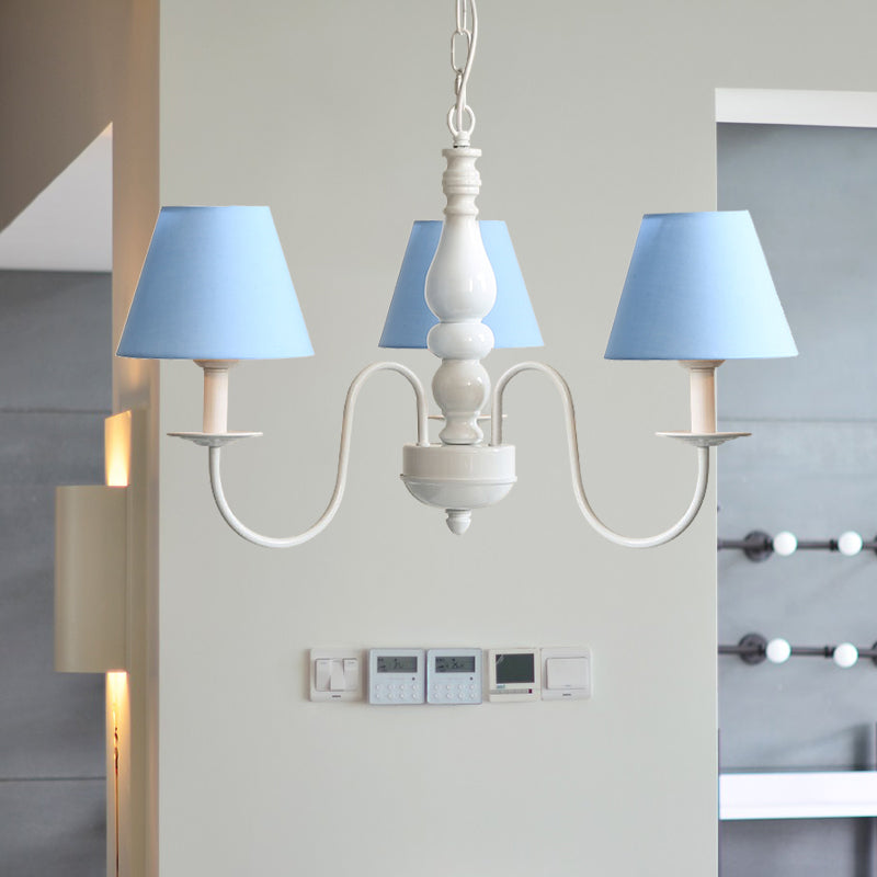 Nordic Tapered Shade Chandelier Metal 3 Lights Candy Colored Hanging Light - Rebooters