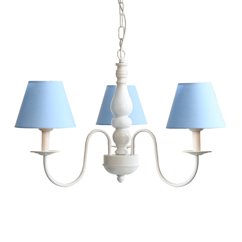 Nordic Tapered Shade Chandelier Metal 3 Lights Candy Colored Hanging Light - Rebooters