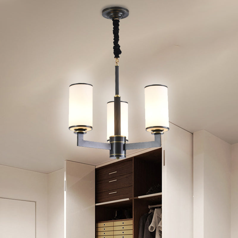 3 Heads Dinning Room Armed Chandelier Minimal Black Fixture - Rebooters