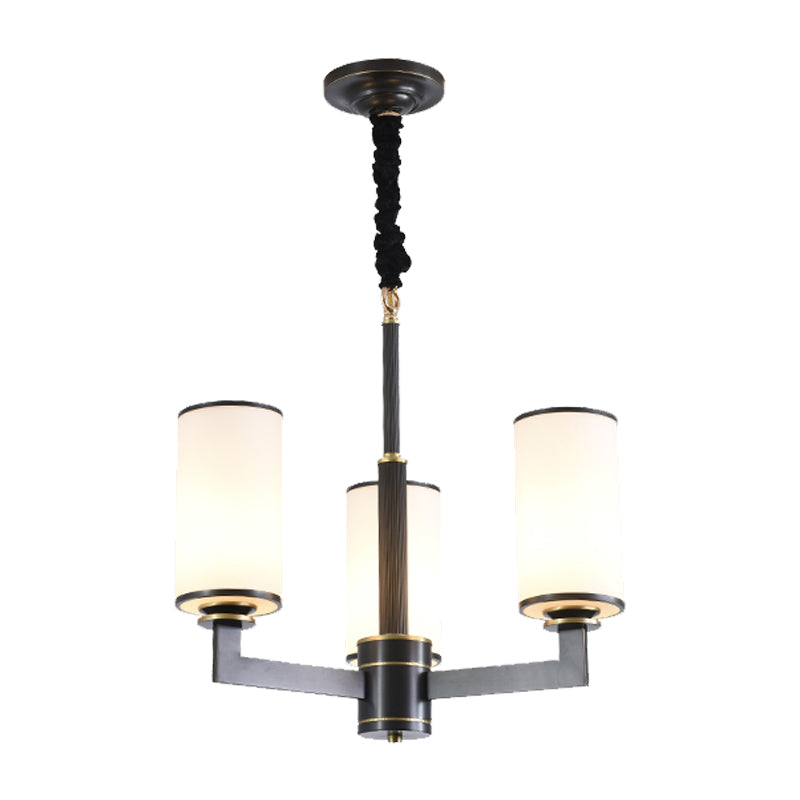 3 Heads Dinning Room Armed Chandelier Minimal Black Fixture - Rebooters