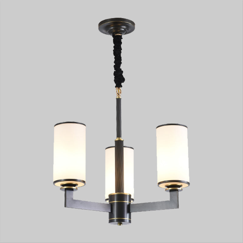 3 Heads Dinning Room Armed Chandelier Minimal Black Fixture - Rebooters