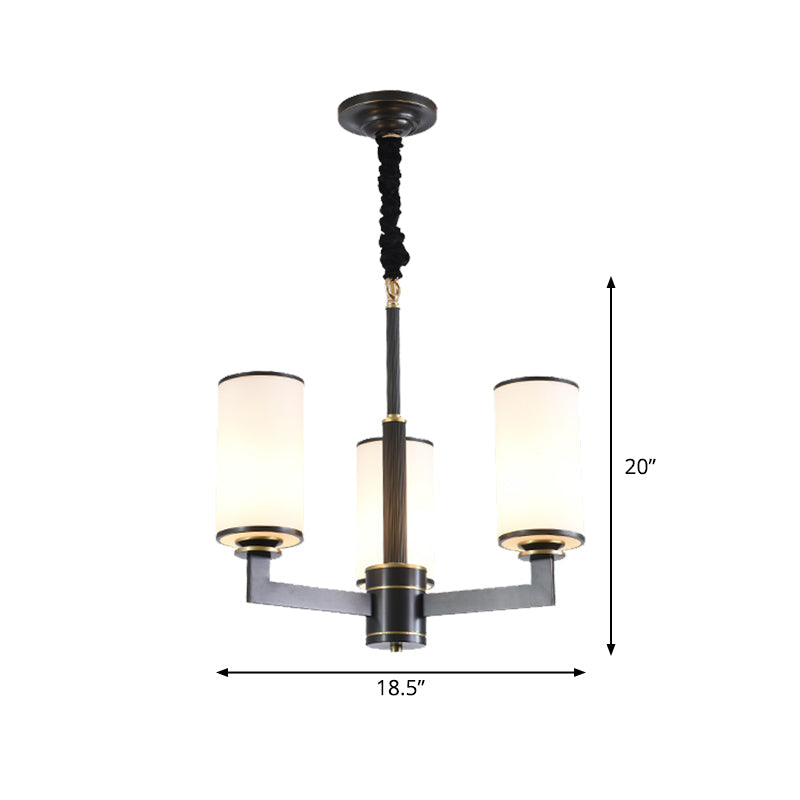 3 Heads Dinning Room Armed Chandelier Minimal Black Fixture - Rebooters