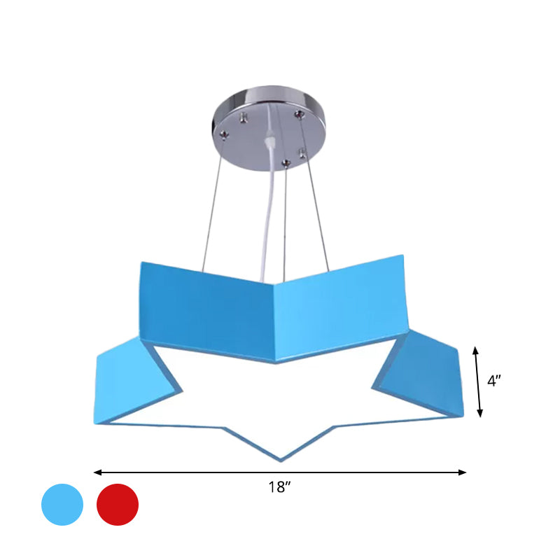 Red/Blue Five-Pointed Star Chandelier Light for Kids Ceiling Lamp - Rebooters