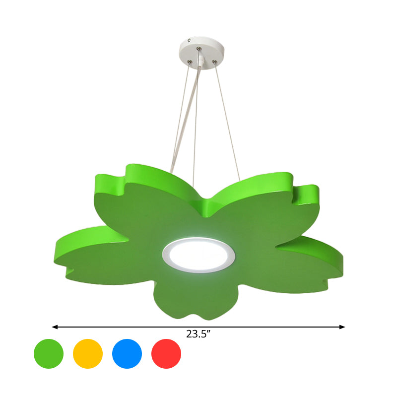 Red/Yellow/Blue Flower Chandelier Lamp Contemporary LED Ceiling Hang Fixture for Playroom - Rebooters