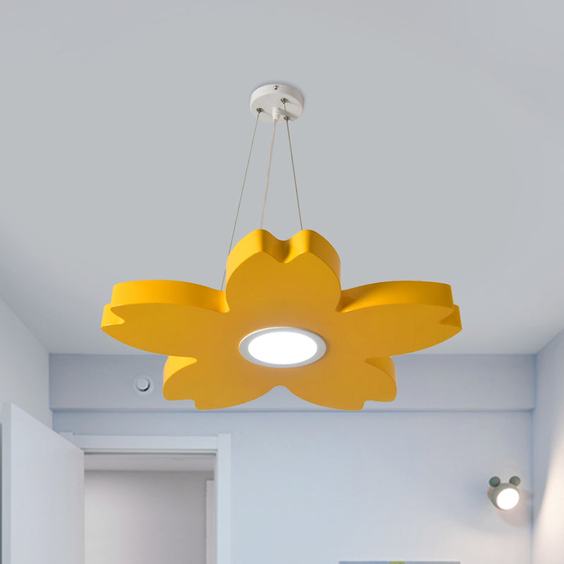 Red/Yellow/Blue Flower Chandelier Lamp Contemporary LED Ceiling Hang Fixture for Playroom - Rebooters