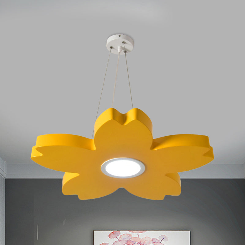 Red/Yellow/Blue Flower Chandelier Lamp Contemporary LED Ceiling Hang Fixture for Playroom - Rebooters