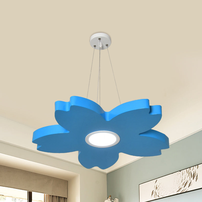 Red/Yellow/Blue Flower Chandelier Lamp Contemporary LED Ceiling Hang Fixture for Playroom - Rebooters