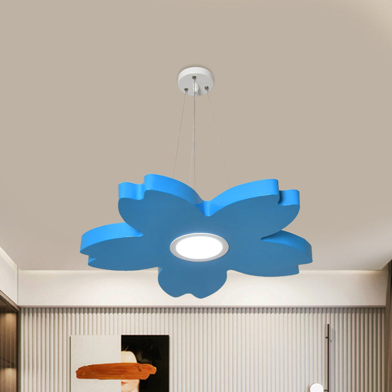 Red/Yellow/Blue Flower Chandelier Lamp Contemporary LED Ceiling Hang Fixture for Playroom - Rebooters