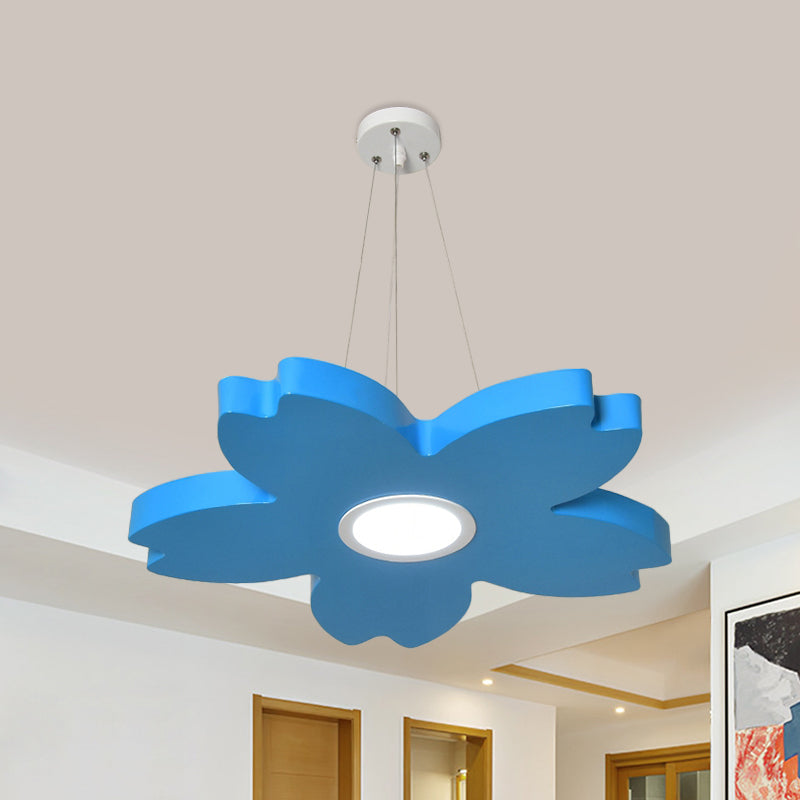 Red/Yellow/Blue Flower Chandelier Lamp Contemporary LED Ceiling Hang Fixture for Playroom - Rebooters