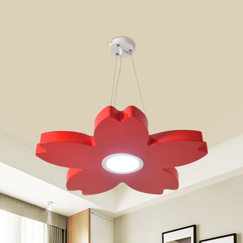 Red/Yellow/Blue Flower Chandelier Lamp Contemporary LED Ceiling Hang Fixture for Playroom - Rebooters