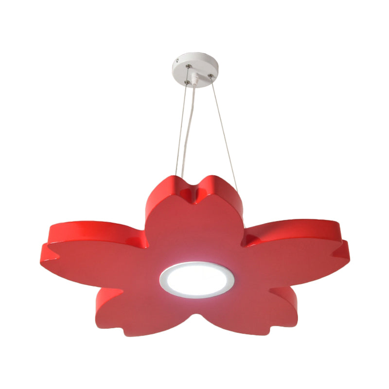Red/Yellow/Blue Flower Chandelier Lamp Contemporary LED Ceiling Hang Fixture for Playroom - Rebooters