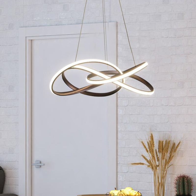 Twisting Round Kitchen Chandelier Lamp Metallic LED Fixture - Rebooters