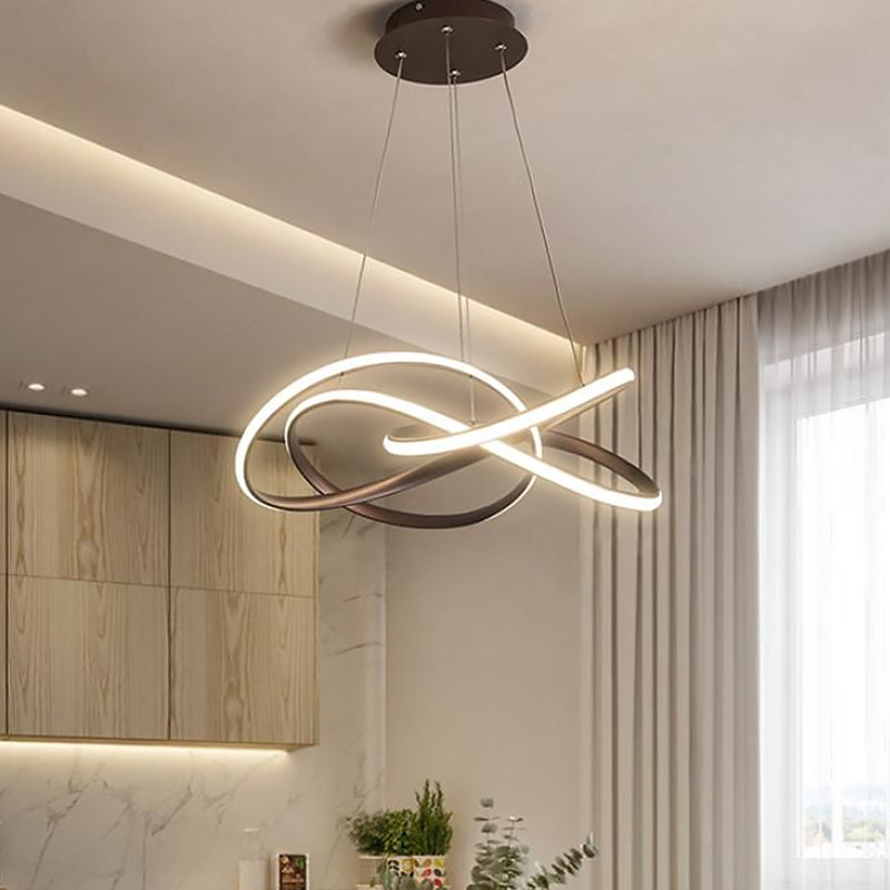 Twisting Round Kitchen Chandelier Lamp Metallic LED Fixture - Rebooters