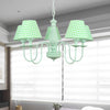 Macaron Loft Plaid Shade Chandelier Metal 4 Lights Green Hanging Light - Rebooters