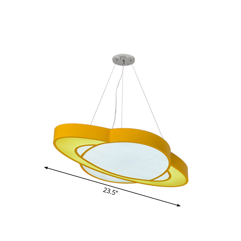 Yellow Planet Suspension Light Fixture Children Style LED Acrylic Chandelier - Rebooters